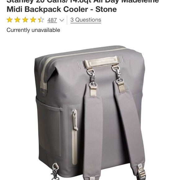 Stanley Gray Cooler Backpack with light gray Zipper Accents - Picture 3 of 9